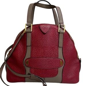 Marc Jacobs Leather dome Satchel Handbag Red Taupe Gold Hardware  Shoulder Strap